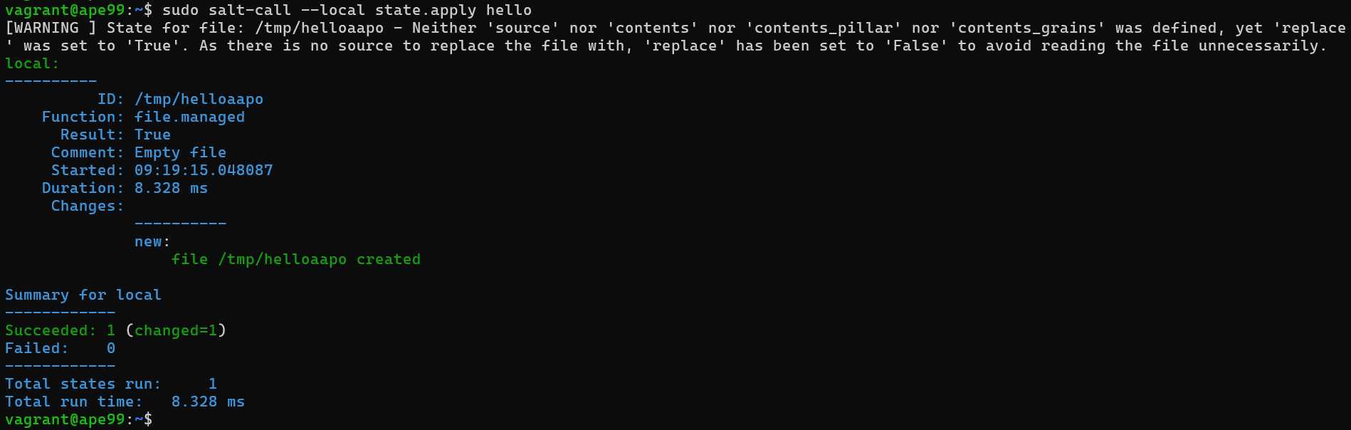 Hello-moduuli ajettuna paikallisesti