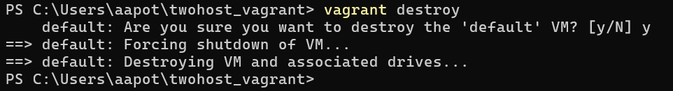 Virtuaalikoneen default tuhoaminen