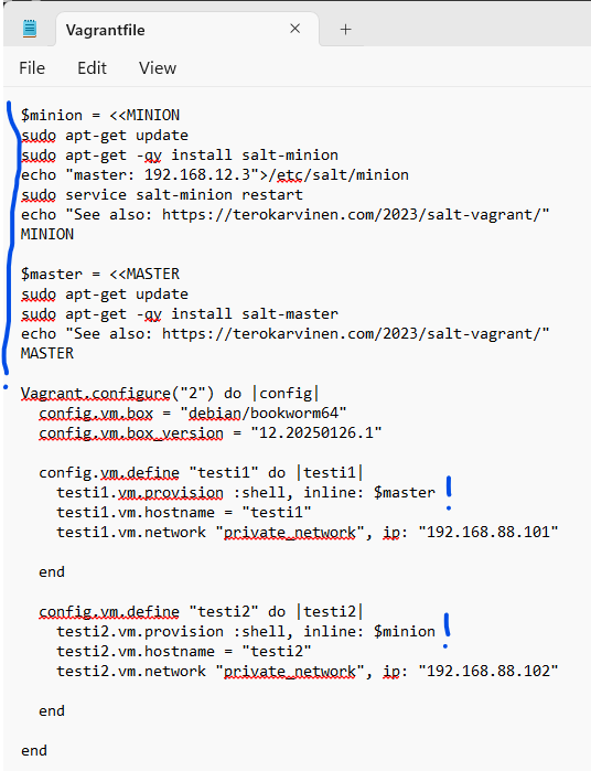 Vagrantfile skripteillä