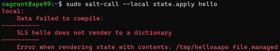 Virheilmoitus hello-moduulin ajamisesta