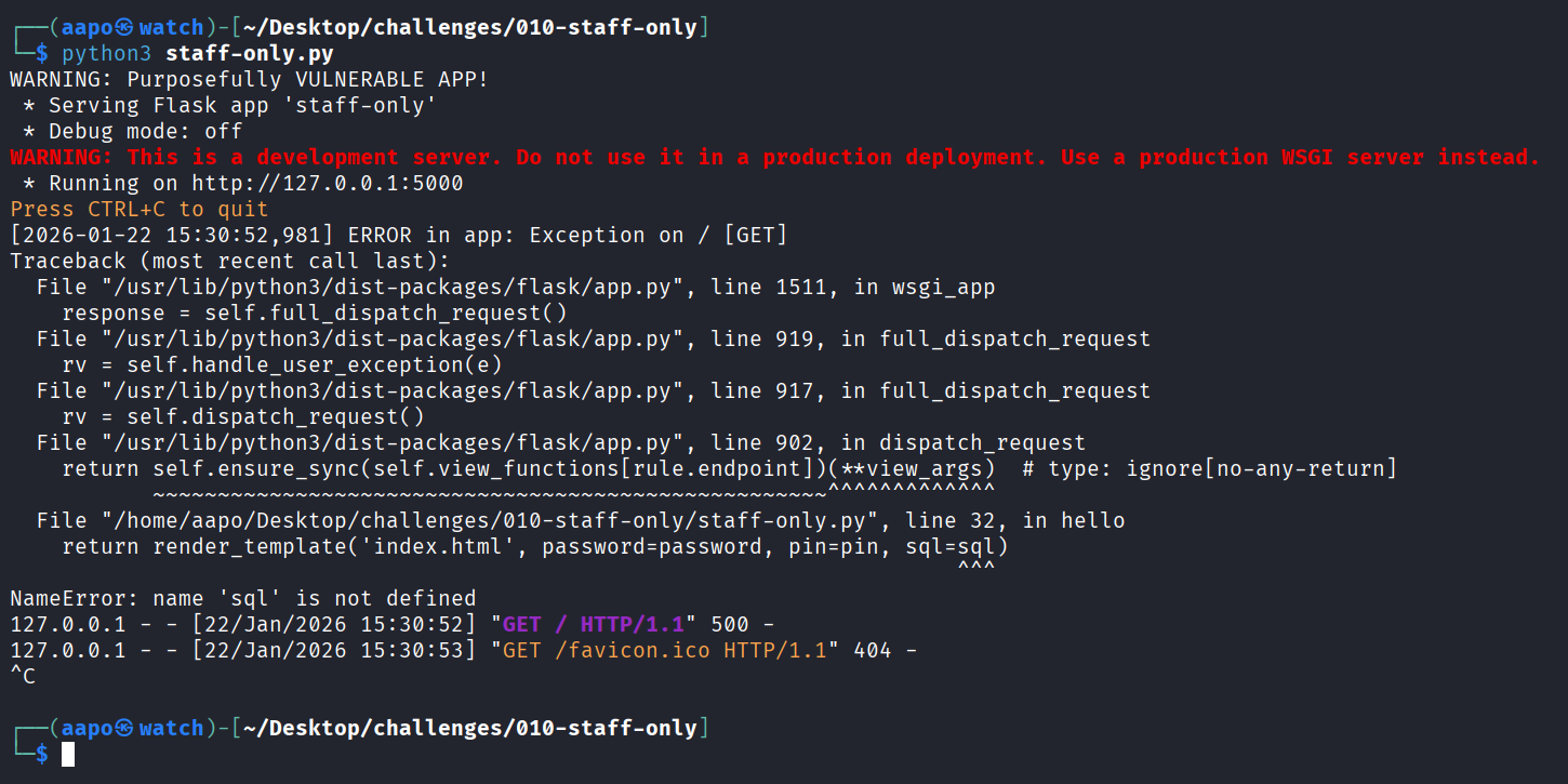Virheilmoitus terminaalissa