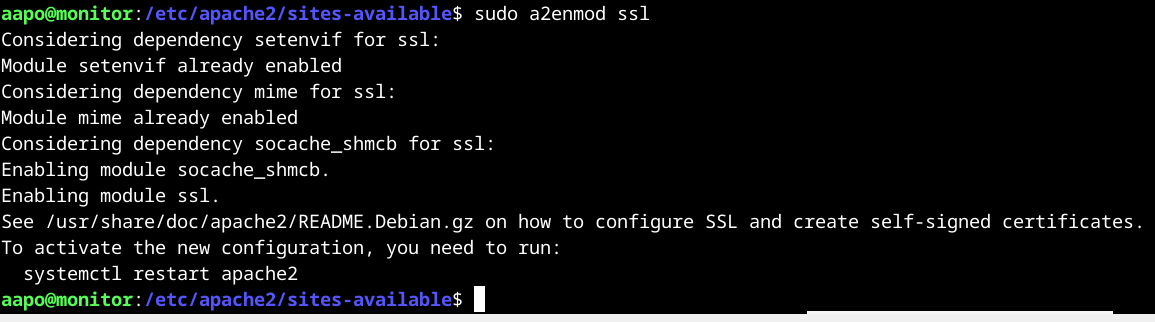 ssl-moduulin aktiiviseksi laittaminen