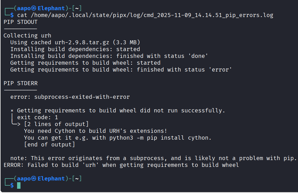 Lokitiedoston samanlainen virheilmoitus