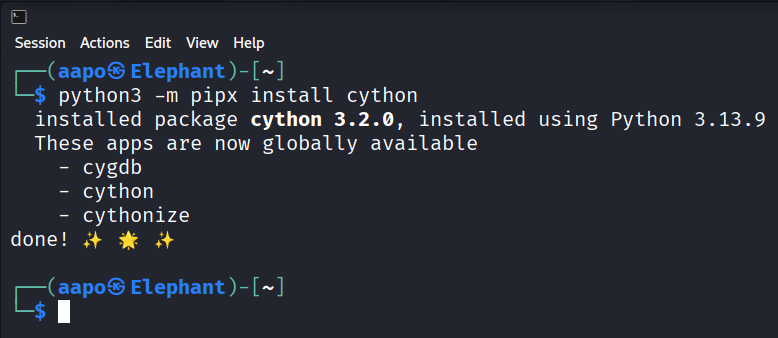 Pipx cythonin lataaminen